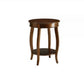 24" Brown Solid Wood Round End Table With Shelf