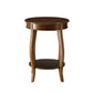 24" Brown Solid Wood Round End Table With Shelf