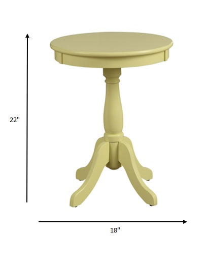 22" Light Yellow Solid Wood Round End Table