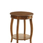 24" Brown Solid Wood Round End Table With Shelf