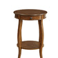 24" Brown Solid Wood Round End Table With Shelf