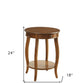 24" Brown Solid Wood Round End Table With Shelf