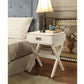 Modern White X Shape Wooden Storage End Table