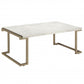 Rectangular Marble Top With Champagne Metal Base Cofee Table