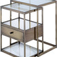 Set of Two 26" Brass And Clear Glass End Table With Drawer And Two Shelves With Magazine Holder