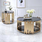 22" Gold And Black Glass Round End Table With Shelf