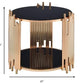 22" Gold And Black Glass Round End Table With Shelf