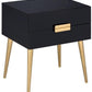 24" Black and Gold End Table With Two Drawers