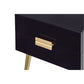 24" Black and Gold End Table With Two Drawers