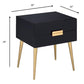 24" Black and Gold End Table With Two Drawers