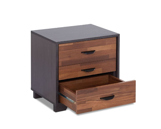 19 Espresso Three Drawers Nightstand