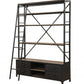 83" Dark Gray Metal and Wood Five Tier Oversized Set Bookcase with Four Drawers