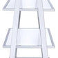 71" White and Silver Metal and Glass Five Tier Ladder Bookcase