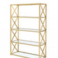 77" Gold Metal and Glass Four Tier Etagere Bookcase