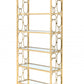 77" Gold Metal and Glass Four Tier Etagere Bookcase