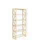 77" Gold Metal and Glass Four Tier Etagere Bookcase