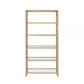 77" Gold Metal and Glass Four Tier Etagere Bookcase