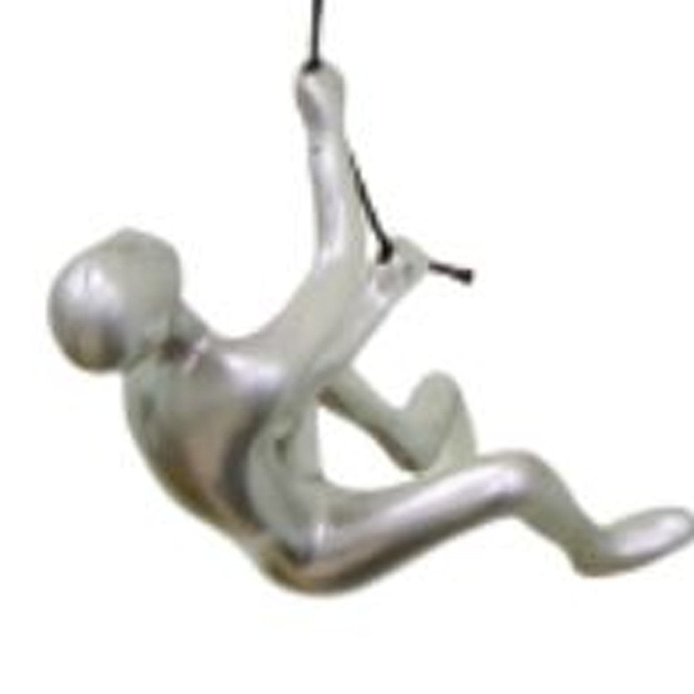 6" Silver Unique Climbing Man With Rope Wall Art