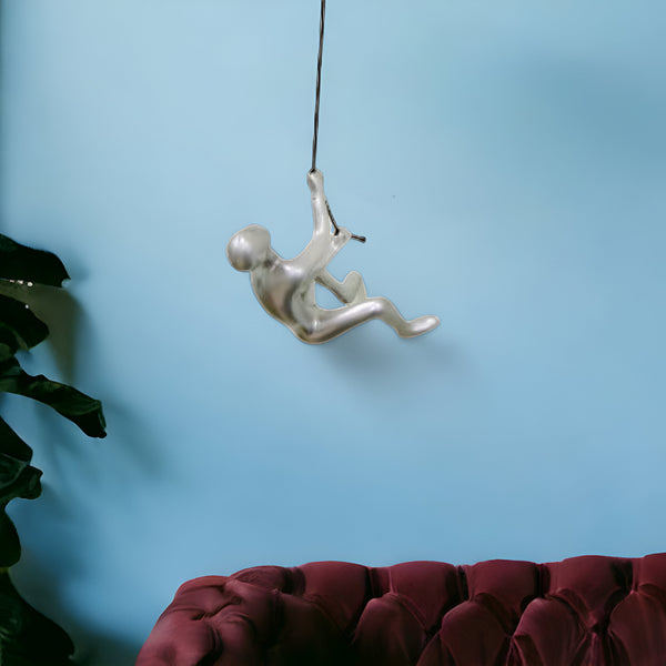 6 Silver Unique Climbing Man With Rope Wall Art