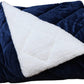 60" X 80" Navy Blue Fleece And Microfiber Quilted Plush Throw Blanket