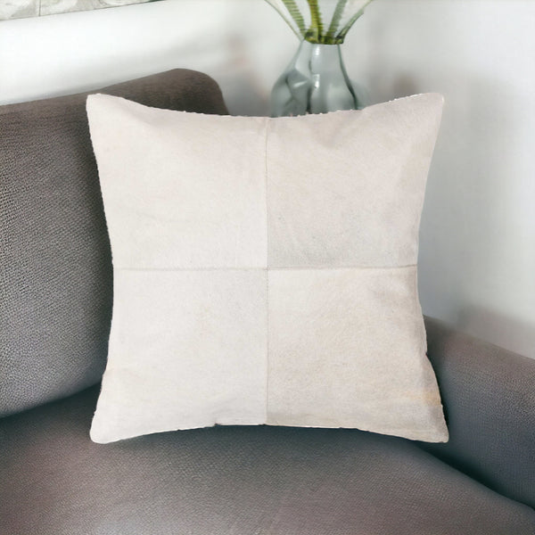 18 White Cowhide Throw Pillow