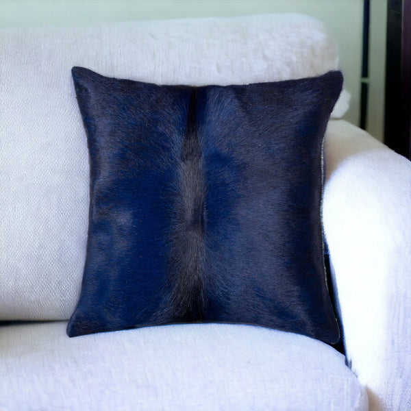 18 Navy Cowhide Throw Pillow