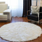 72" Off White Circular Faux Fur Area Rug