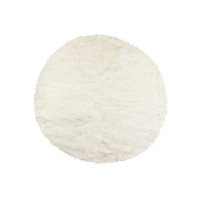 72" Off White Circular Faux Fur Area Rug