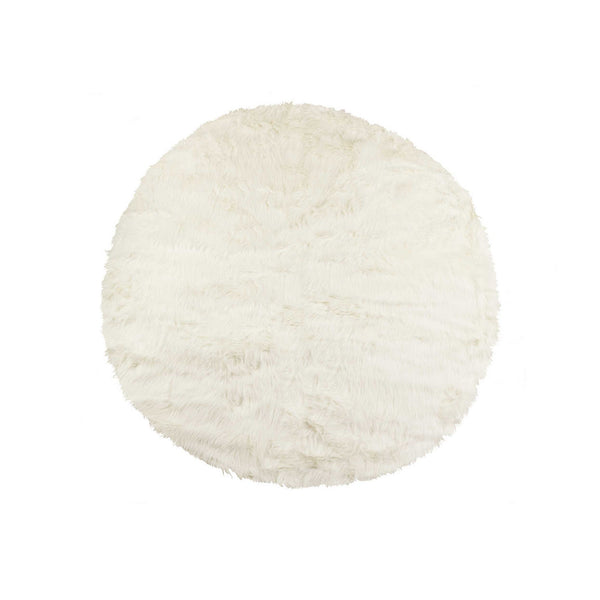 72 Off White Circular Faux Fur Area Rug