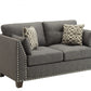 58" Light Gray And Dark Brown Loveseat and Toss Pillows