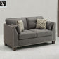 58" Light Gray And Dark Brown Loveseat and Toss Pillows