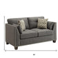 58" Light Gray And Dark Brown Loveseat and Toss Pillows