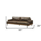 95" Chocolate Top Grain Leather Sofa With Black Legs