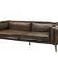 94" Chocolate Top Grain Leather Sofa With Dark Brown Legs