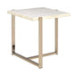 24" Brass And White Faux Marble Square End Table