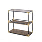 33" Black and Gold And Clear Glass End Table With Two Shelves With Magazine Holder