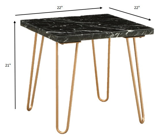 22" Black Faux Marble End Table