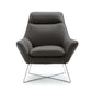 Modern Dark Gray Top Grain Italian Leather Accent Chair