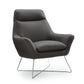 Modern Dark Gray Top Grain Italian Leather Accent Chair