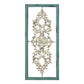 Distressed White And Turquoise Framed Scroll Metal Panel