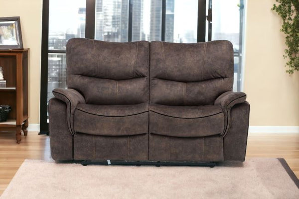 63 Dark Brown Microfiber Manual Reclining Love Seat