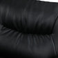 80" Black Leather Sofa With Silver Legs