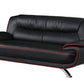 80" Black Leather Sofa With Silver Legs