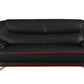 80" Black Leather Sofa With Silver Legs