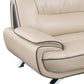 47" Beige and Silver Leather Match Arm Chair