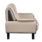 47" Beige and Silver Leather Match Arm Chair