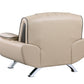 47" Beige and Silver Leather Match Arm Chair