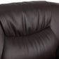 64" Brown And Silver Faux Leather Love Seat