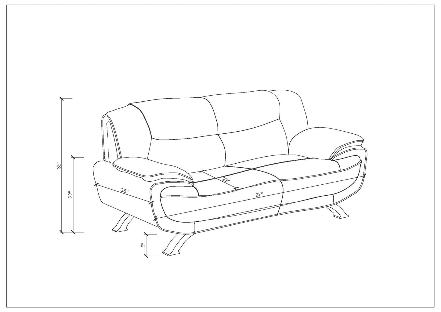 64" Brown And Silver Faux Leather Love Seat