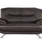 64" Brown And Silver Faux Leather Love Seat